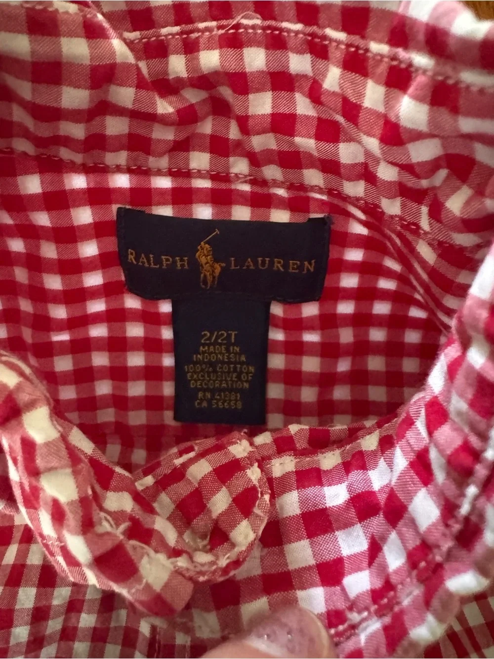 Ralph Lauren Red & White Gingham Button-Down Shirt
